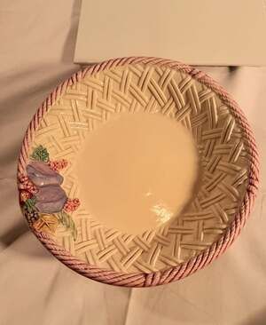 Neuwirth Hand Painted Majolica Fruit Basket Bowl